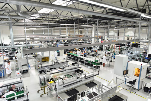 mechatronik-modul-maschinen Maschinenhalle zeigt mechatronische Modul Maschinen.
